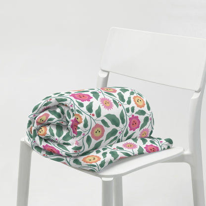 Happy Trailing Kawaii Flower Cottagecore Cozy Plush Blanket