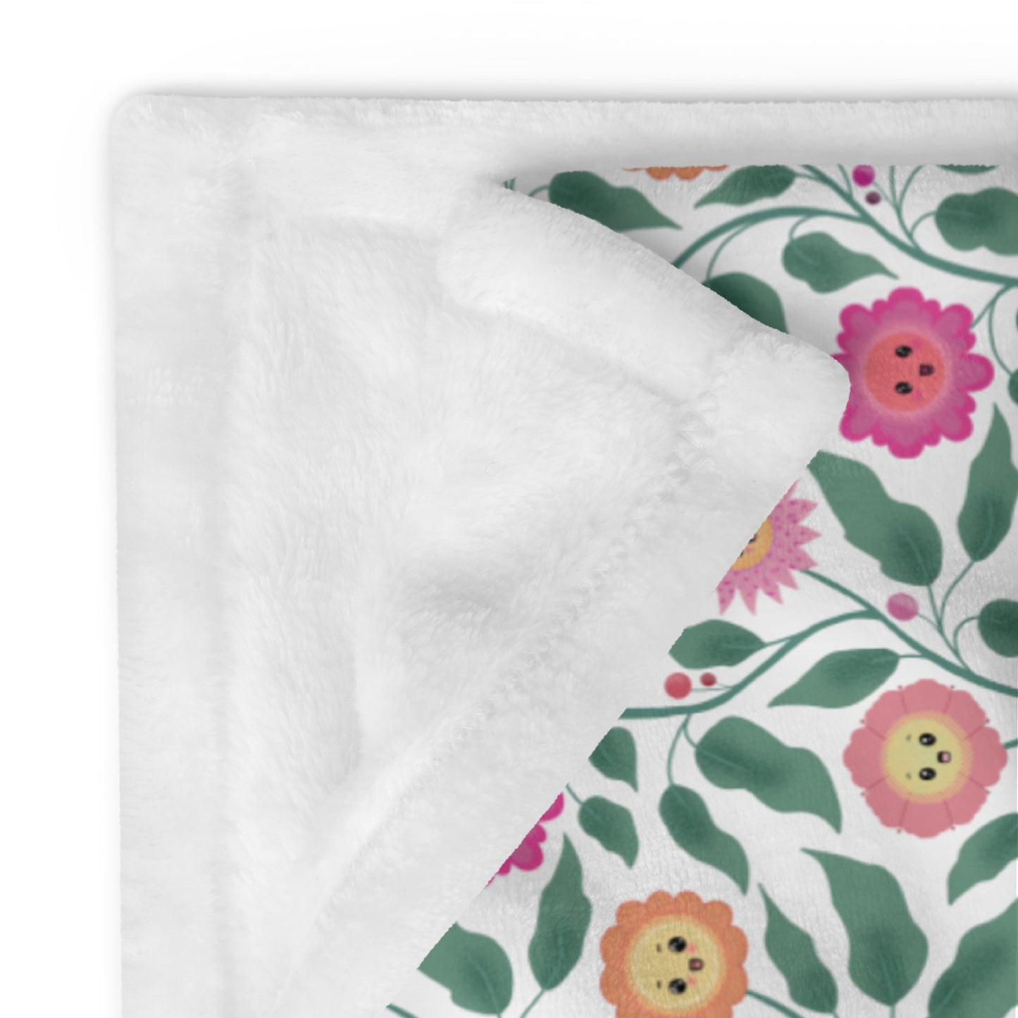 Happy Trailing Kawaii Flower Cottagecore Cozy Plush Blanket