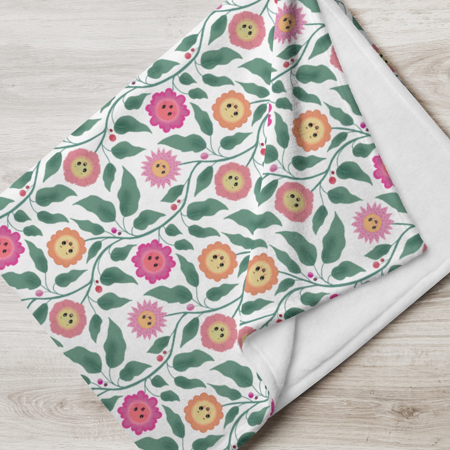 Happy Trailing Kawaii Flower Cottagecore Cozy Plush Blanket