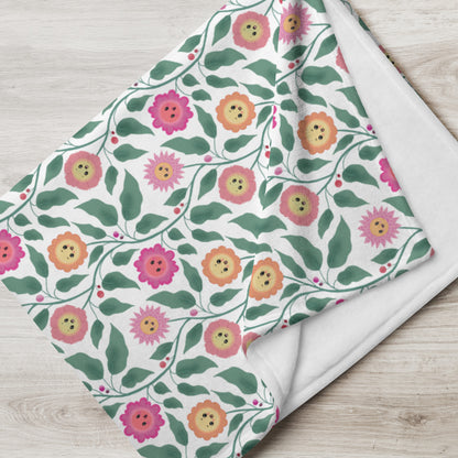 Happy Trailing Kawaii Flower Cottagecore Cozy Plush Blanket