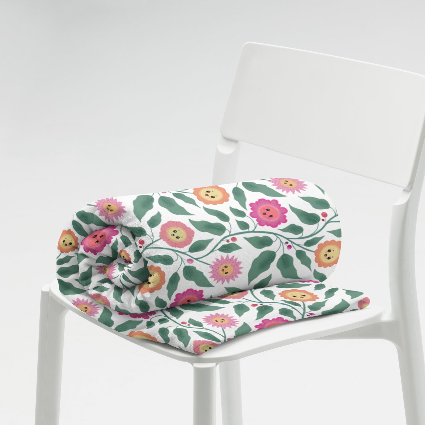 Happy Trailing Kawaii Flower Cottagecore Cozy Plush Blanket
