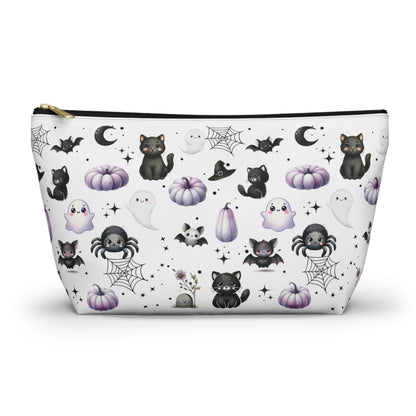 Large Cute Accessory Pouch with with Black Cats, Ghosts, Bats and Spiders
