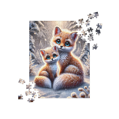 Magical Foxes in Winter Landscape Jigsaw Puzzle (120, 252, 500 Pieces)