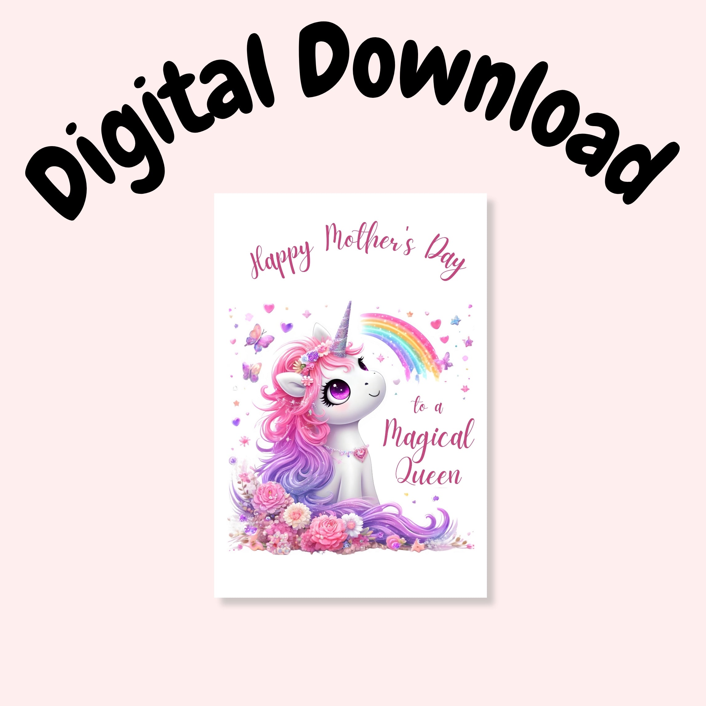 Gorgeous Unicorn Mother's Day Card Scene Digital Art Gorgeous Unicorn Mother's Day Card Scene Digital Art