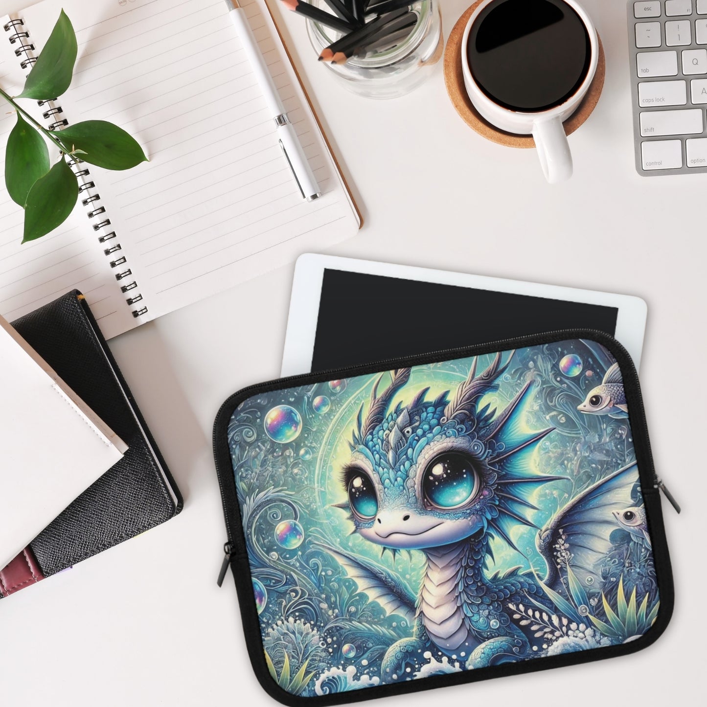 Magical Blue Dragon Underwater Dreamscape Laptop Sleeve