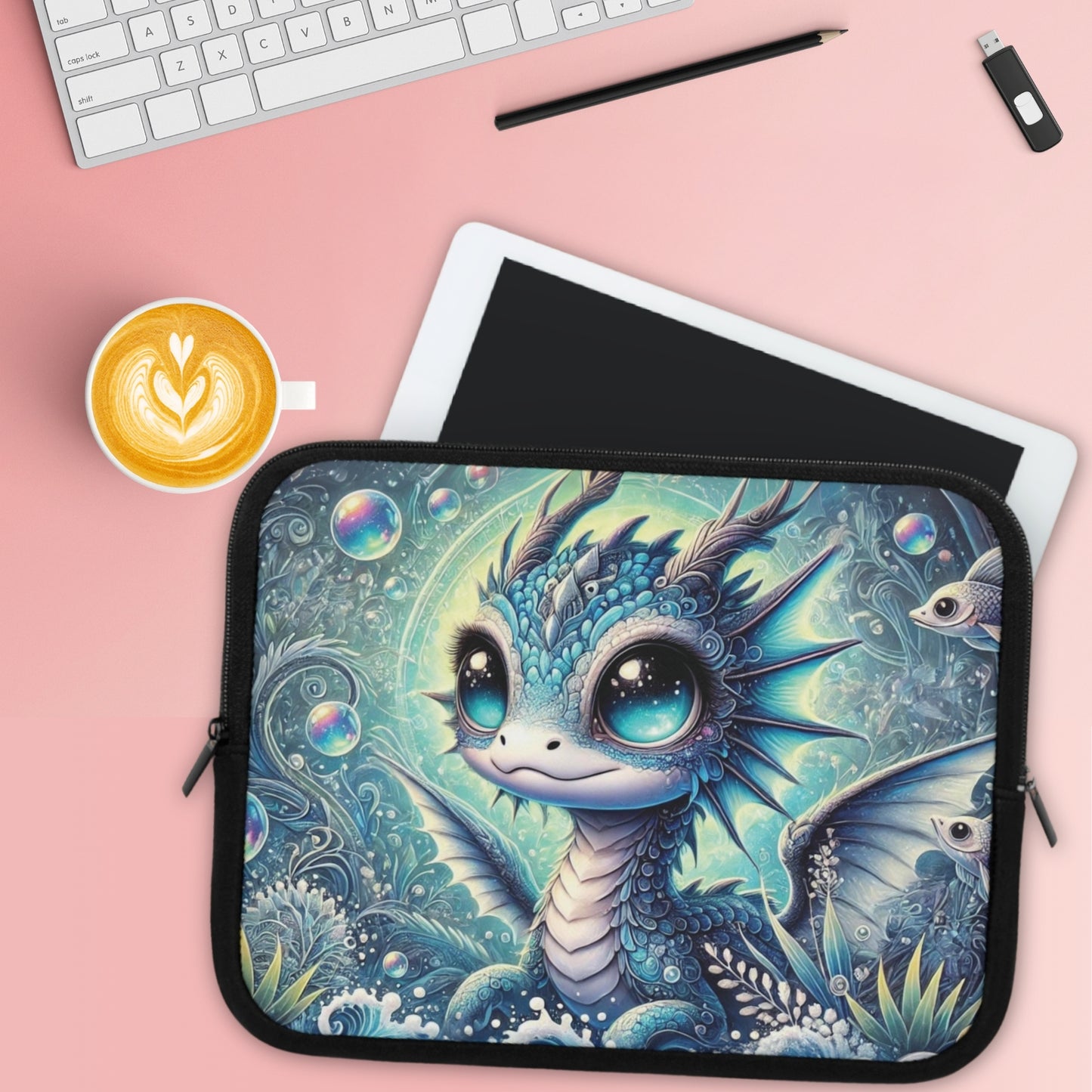Magical Blue Dragon Underwater Dreamscape Laptop Sleeve