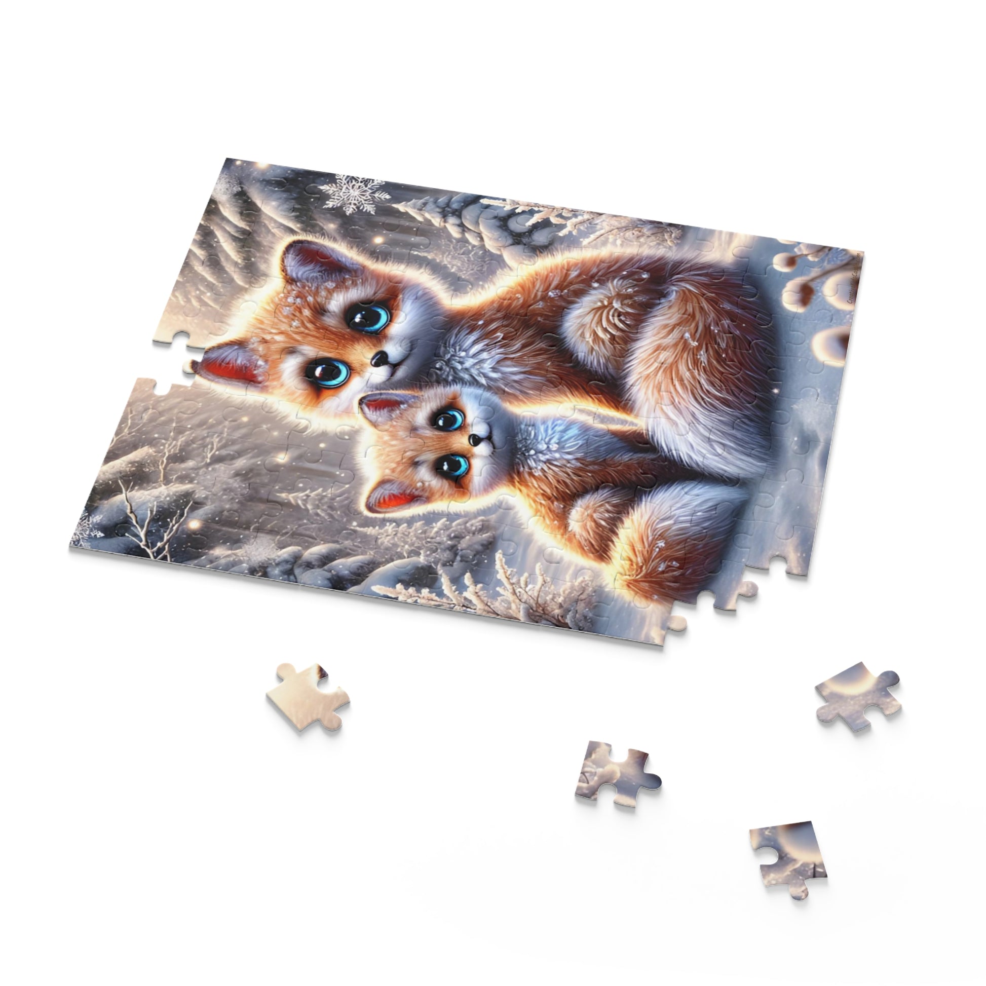Magical Foxes in Winter Landscape Jigsaw Puzzle 120 pieces