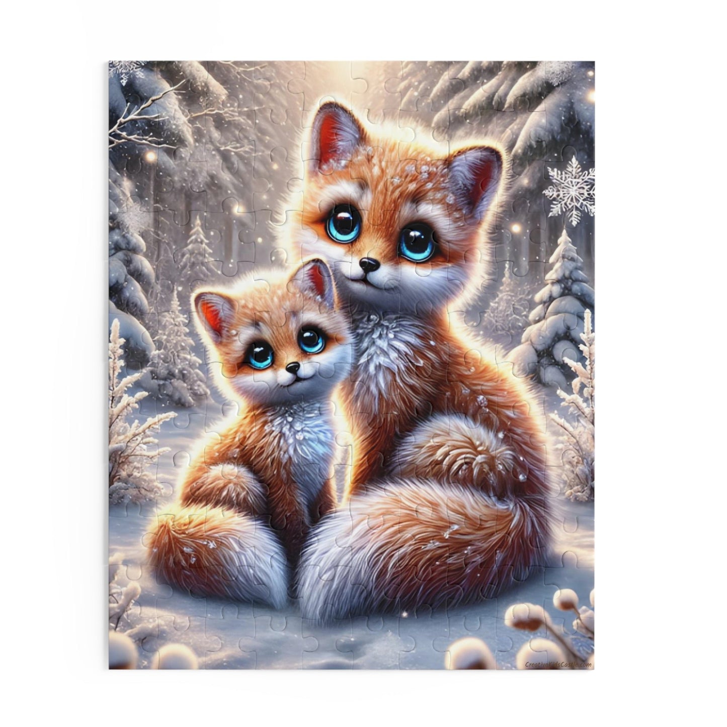 Magical Foxes in Winter Landscape Jigsaw Puzzle 120 pieces