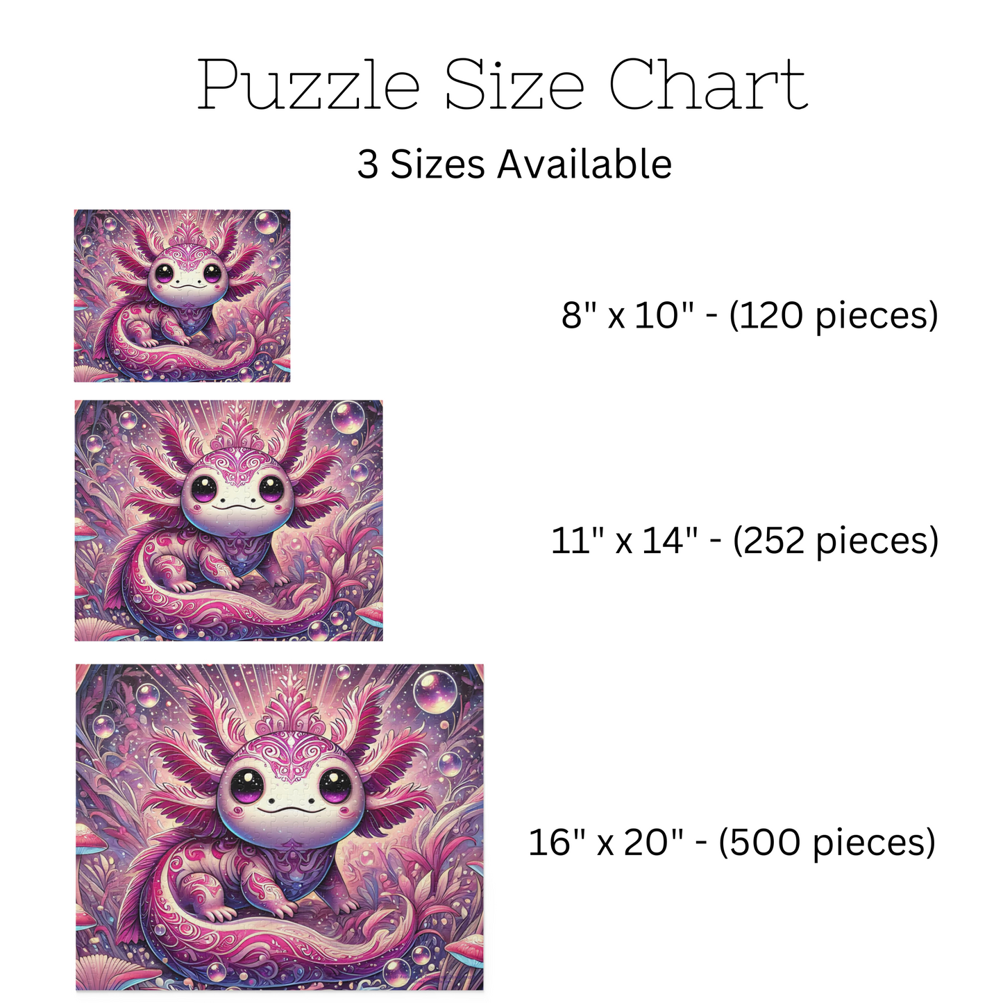 Magical Pink Axolotl Underwater Dreamscape Puzzle (120, 252, 500-Piece)