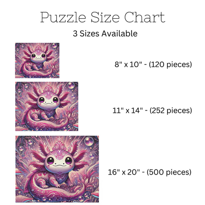 Magical Pink Axolotl Underwater Dreamscape Puzzle (120, 252, 500-Piece)