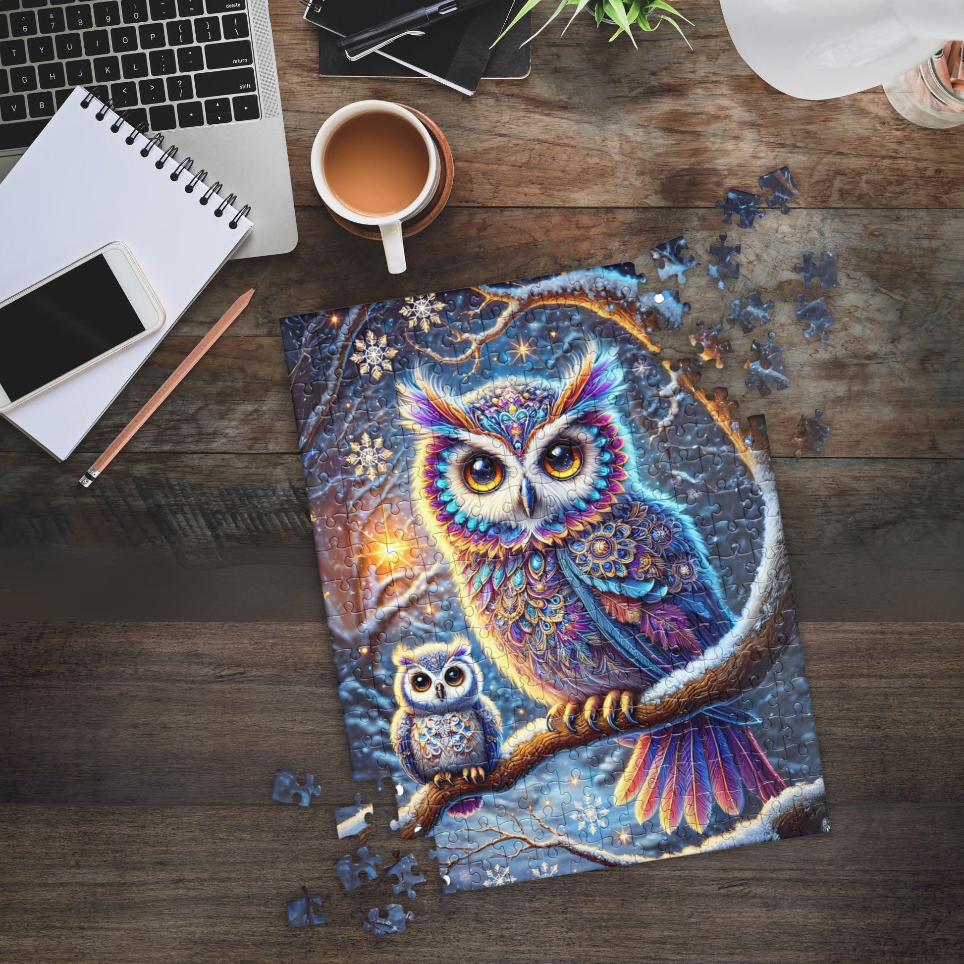 Magical Winter Owl Family Jigsaw Puzzle (120, 252, 500 Pieces)