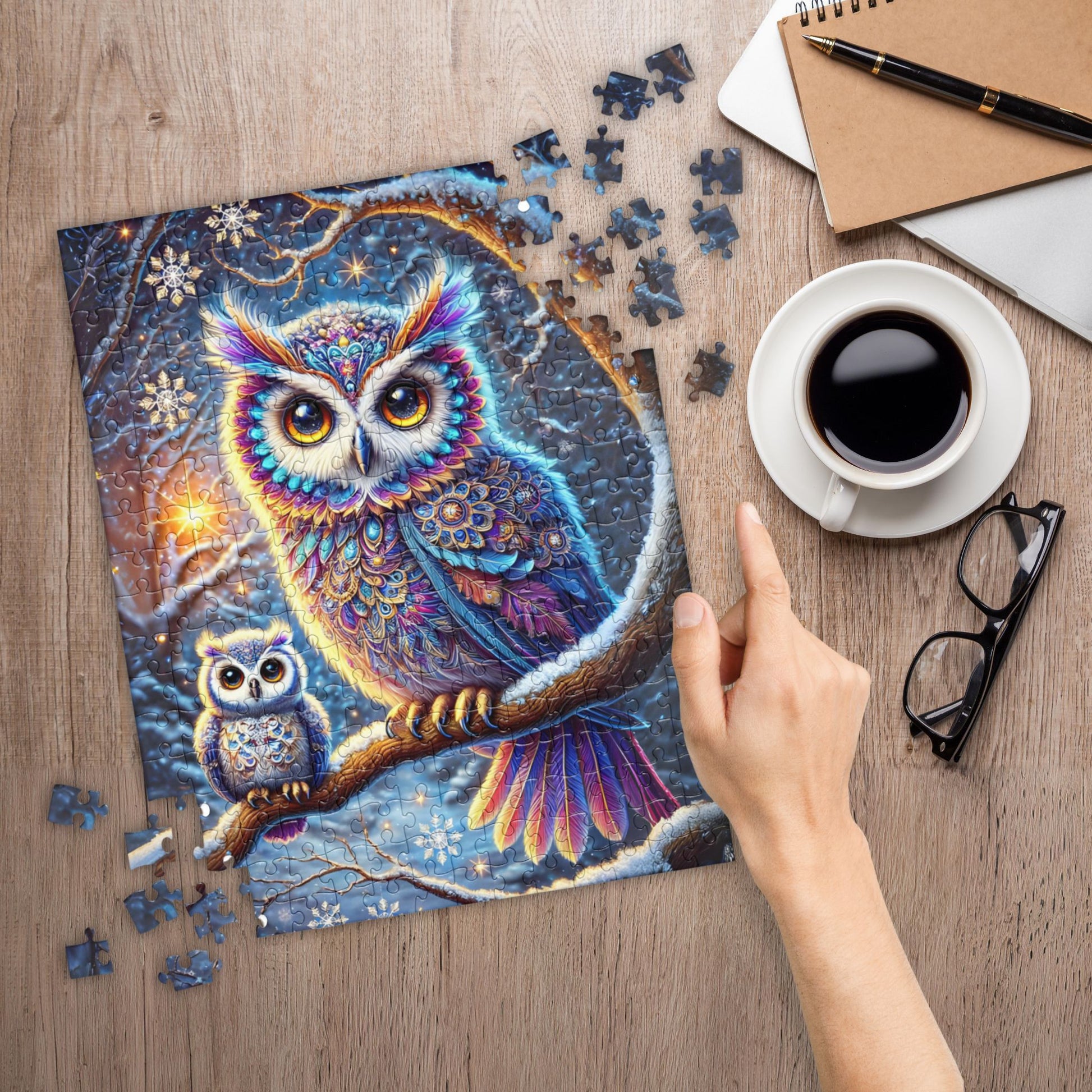 Magical Winter Owl Family Jigsaw Puzzle (120, 252, 500 Pieces)