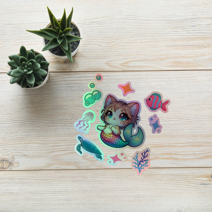 Mercat Underwater Scene Holographic Kiss-Cut Stickers