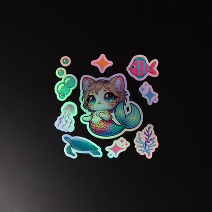 Mercat Underwater Scene Holographic Kiss-Cut Stickers