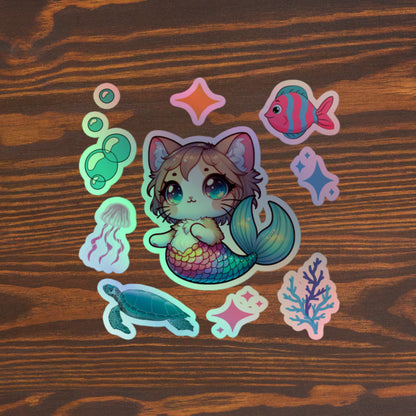 Mercat Underwater Scene Holographic Kiss-Cut Stickers