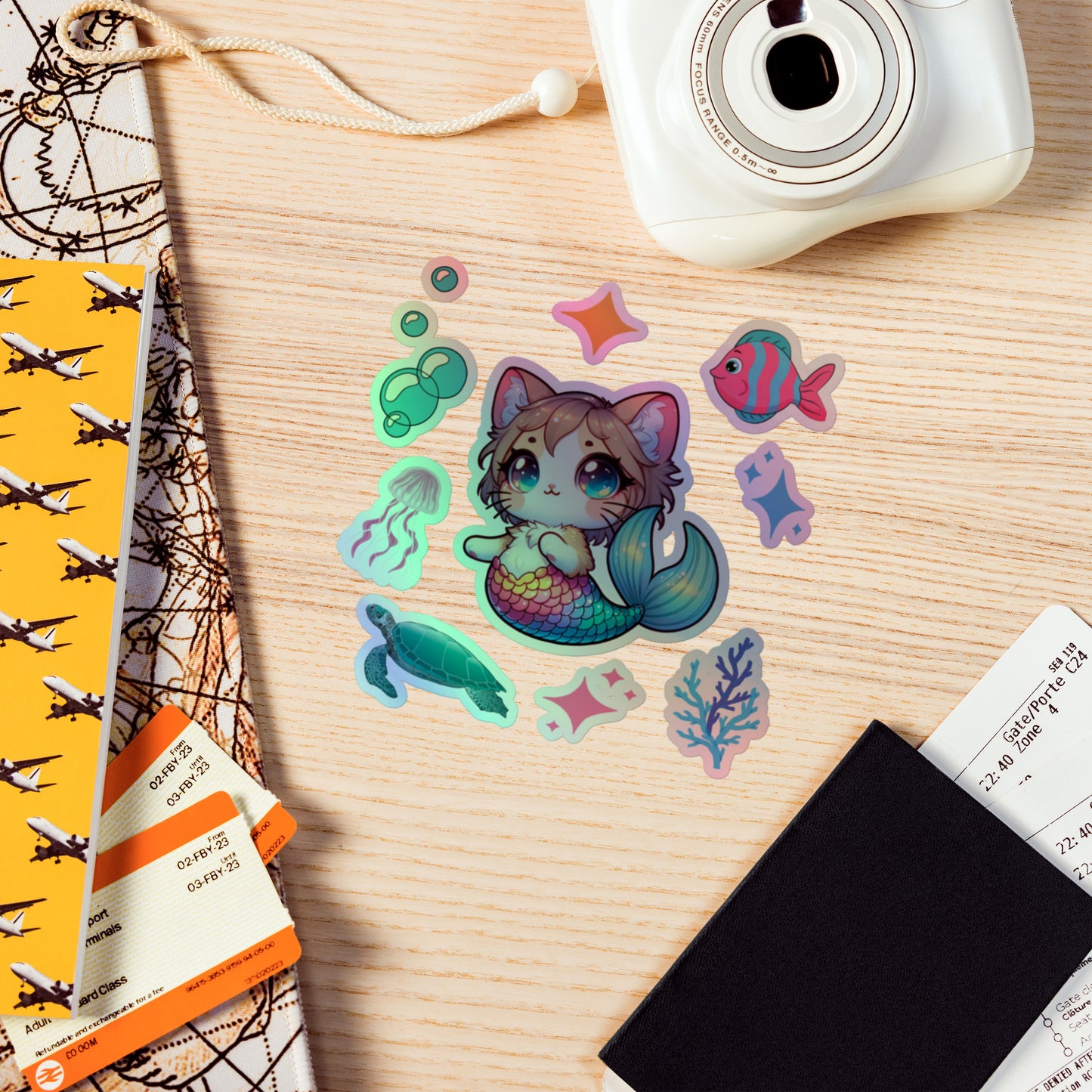 Mercat Underwater Scene Holographic Kiss-Cut Stickers