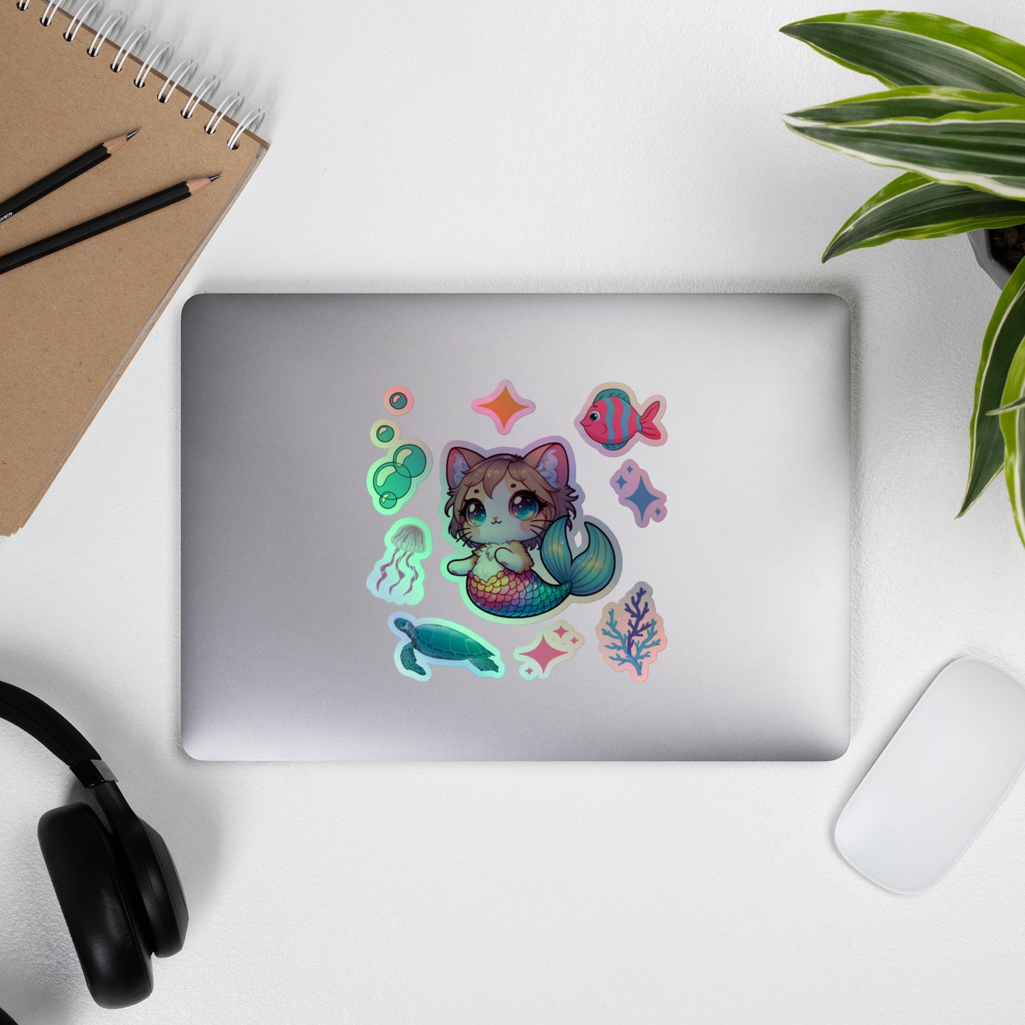 Mercat Underwater Scene Holographic Kiss-Cut Stickers