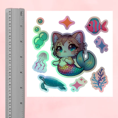 Mercat Underwater Scene Holographic Kiss-Cut Stickers