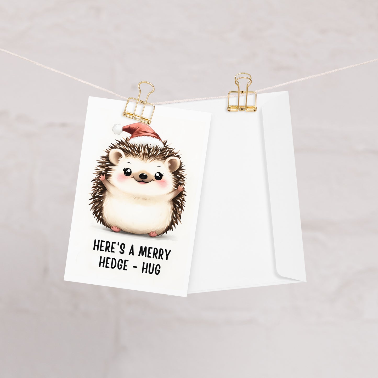 Merry Hedge -  Hug Cute Christmas Greeting Card