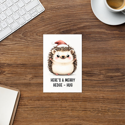 Merry Hedge -  Hug Cute Christmas Greeting Card