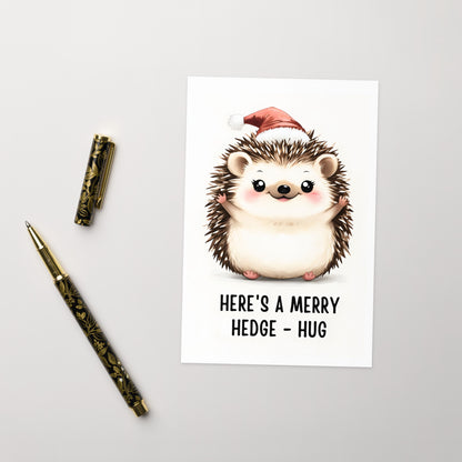 Merry Hedge -  Hug Cute Christmas Greeting Card