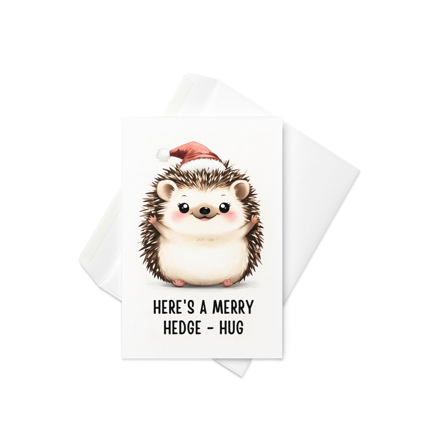 Cute Hedgehog Hug Folded Holiday Card - Digital Download - Print at Home