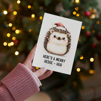 Merry Hedge -  Hug Cute Christmas Greeting Card