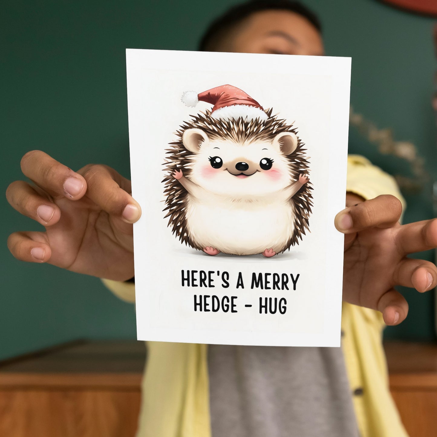 Merry Hedge -  Hug Cute Christmas Greeting Card