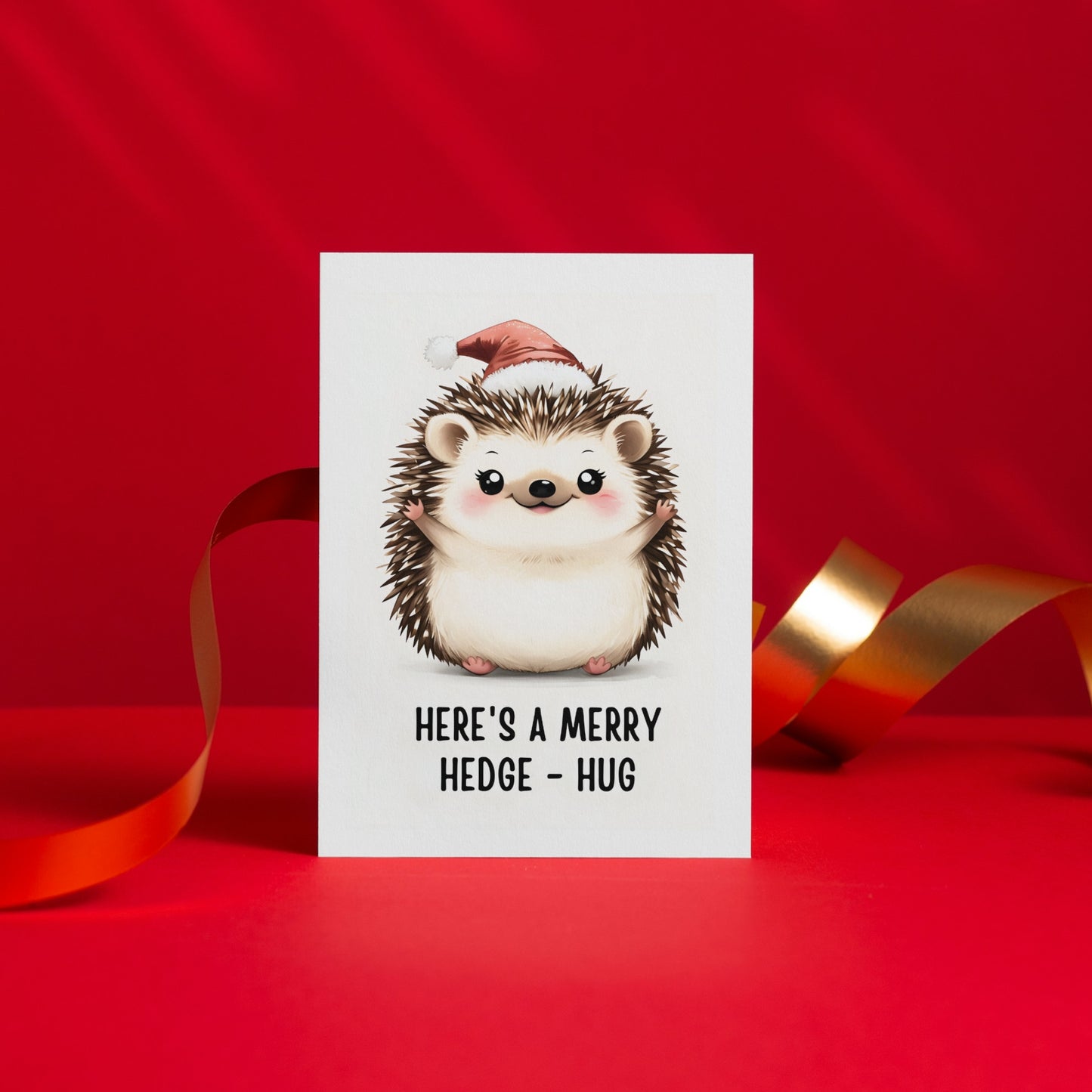 Merry Hedge -  Hug Cute Christmas Greeting Card