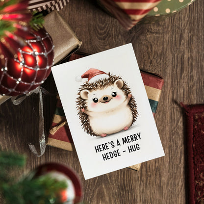 Merry Hedge -  Hug Cute Christmas Greeting Card