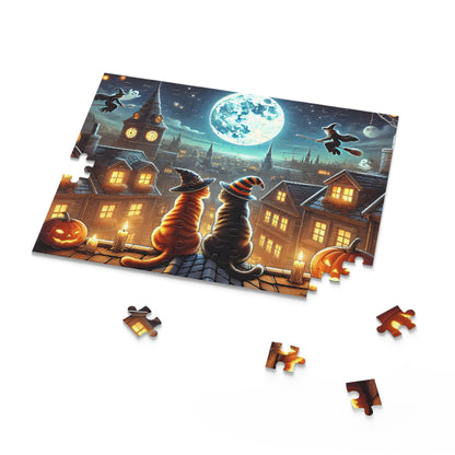 Moonlit Halloween Cats Jigsaw Puzzle (120, 252, 500-Piece) 10" × 8" (120 pcs)