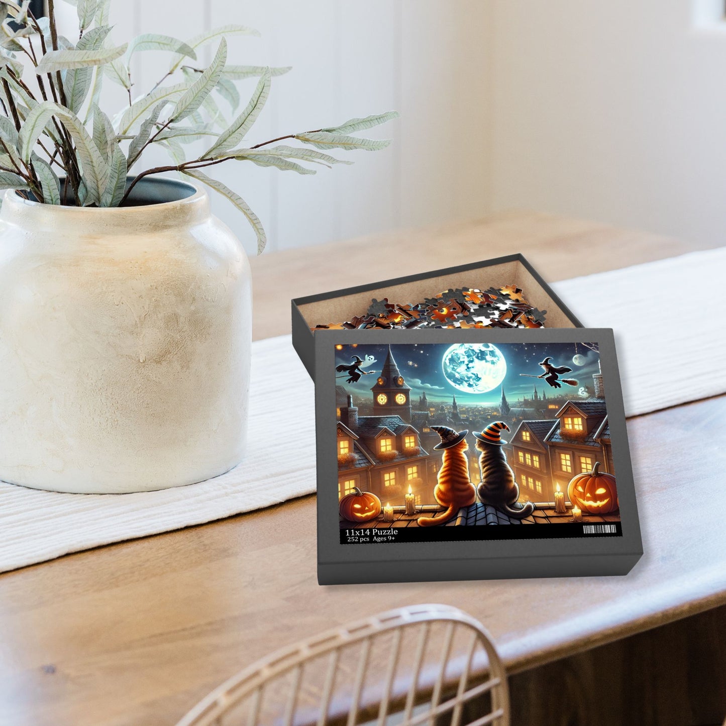 Moonlit Halloween Cats Jigsaw Puzzle (120, 252, 500-Piece)