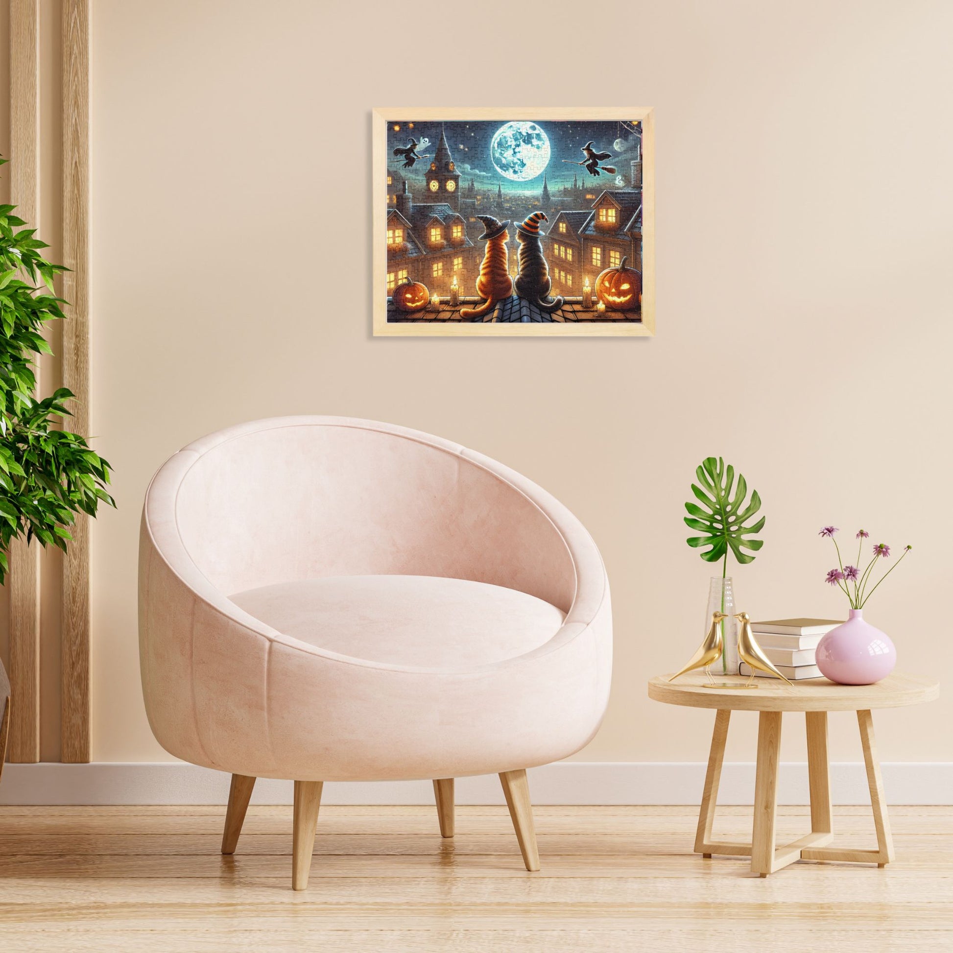Moonlit Halloween Cats Jigsaw Puzzle (120, 252, 500-Piece)