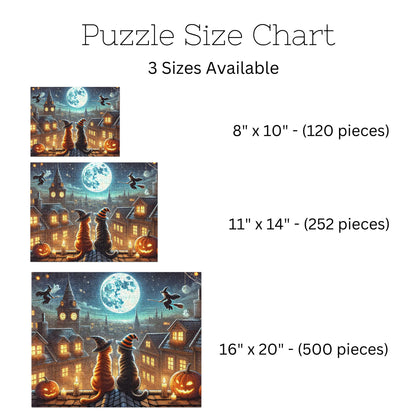 Moonlit Halloween Cats Jigsaw Puzzle (120, 252, 500-Piece)