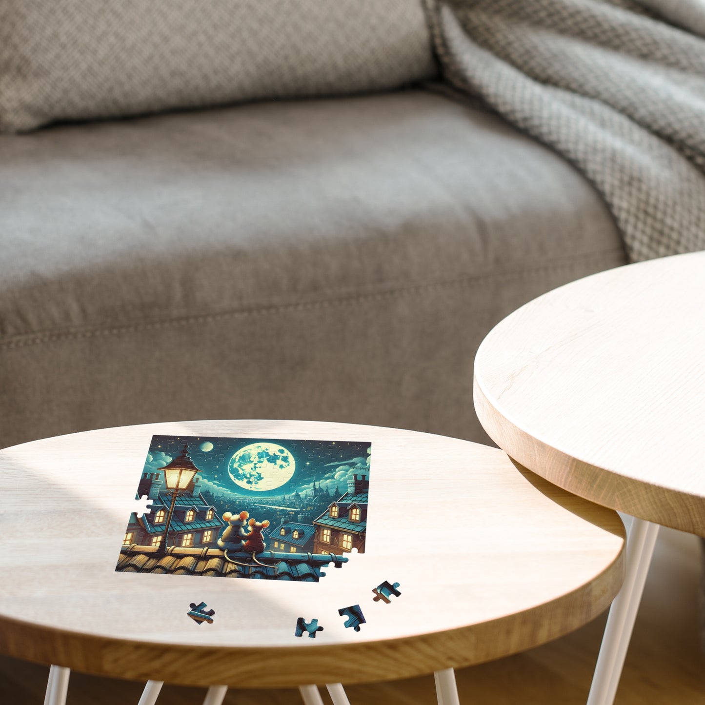 Moonlit Mice on a Rooftop Jigsaw Puzzle (120, 252, 500-Piece)