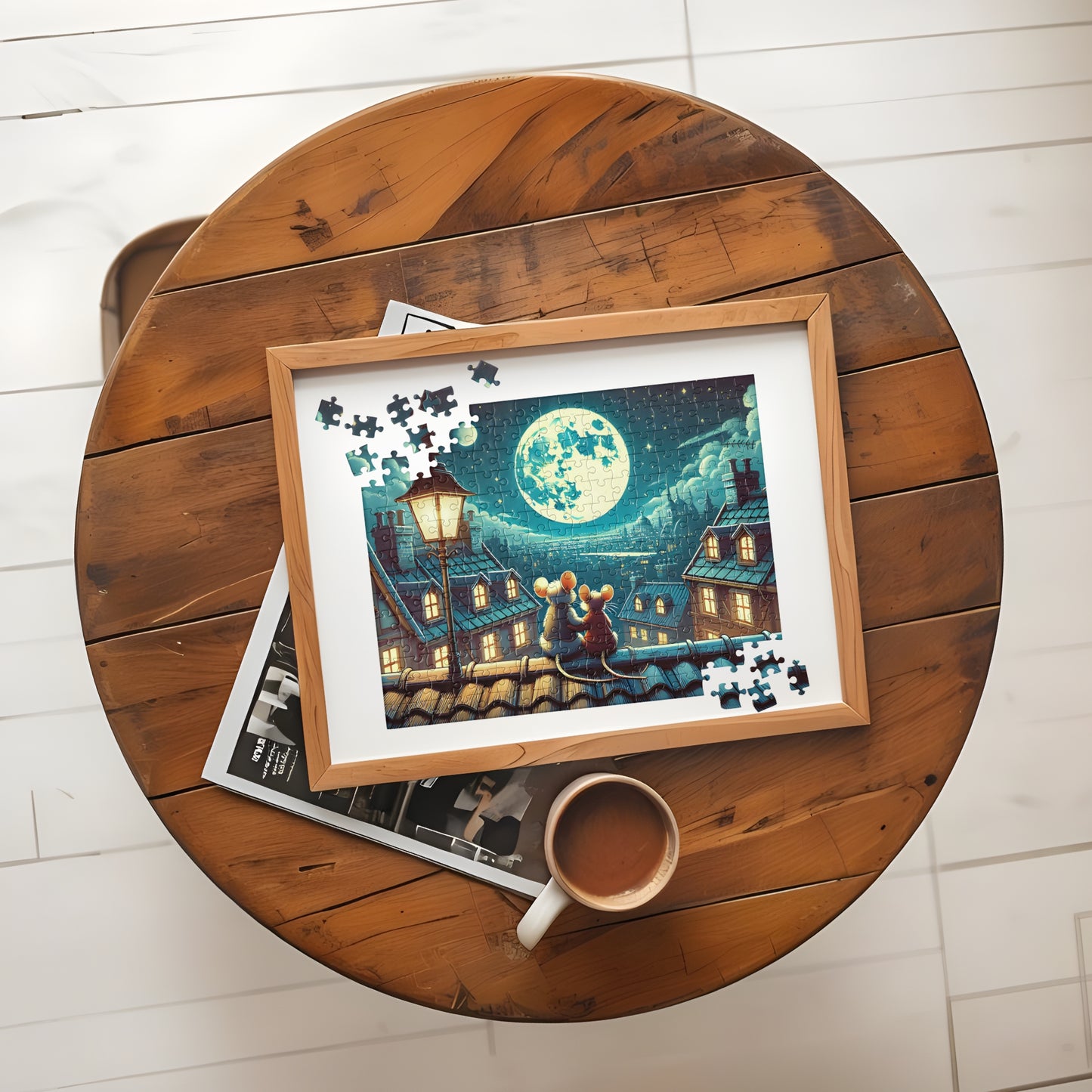 Moonlit Mice on a Rooftop Jigsaw Puzzle (120, 252, 500-Piece)