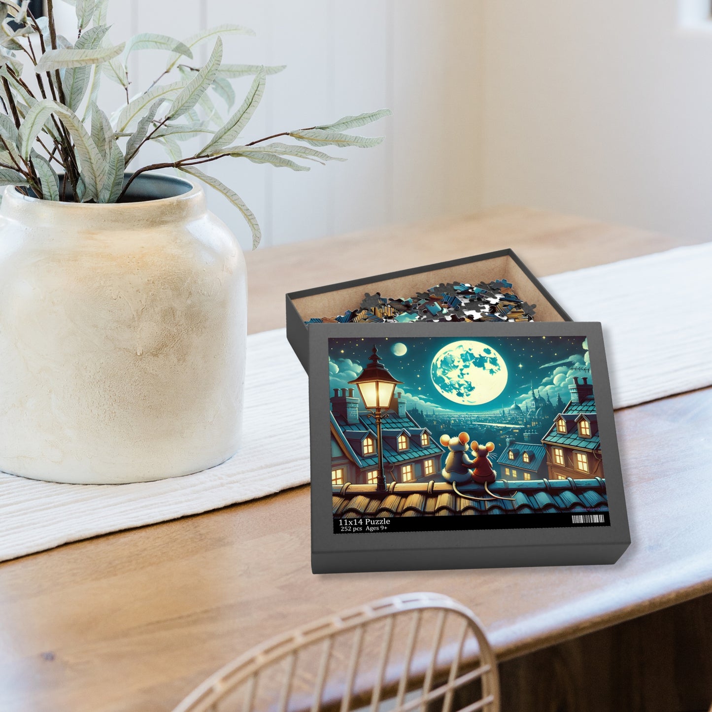 Moonlit Mice on a Rooftop Jigsaw Puzzle (120, 252, 500-Piece)