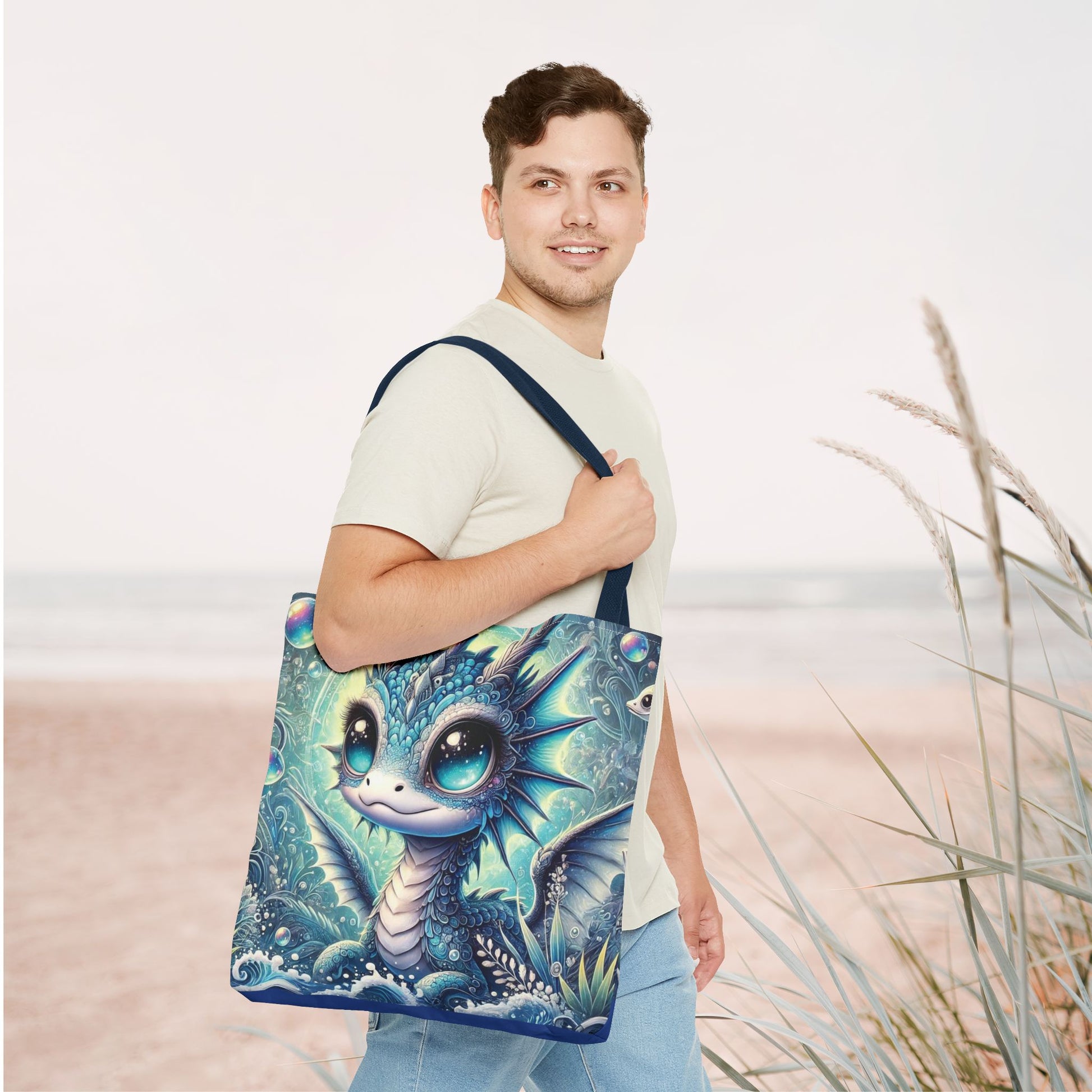 Mystical Underwater Dragon Tote Bag large 