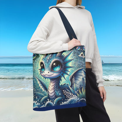 women on the beach with largeMystical Underwater Dragon Tote Bag