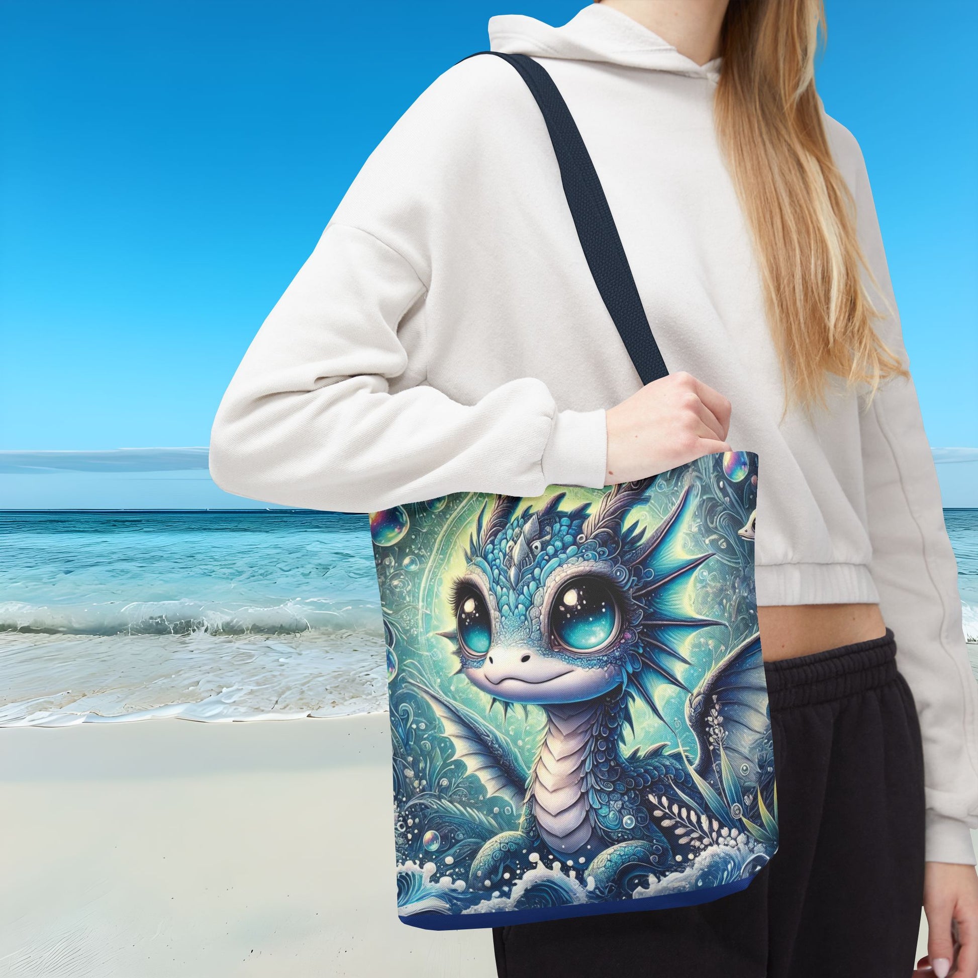 women on the beach with small Mystical Underwater Dragon Tote Bag