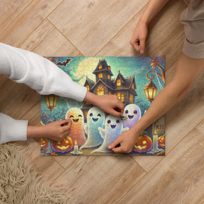 Friendly Ghosts Celebrating Halloween Jigsaw Puzzle