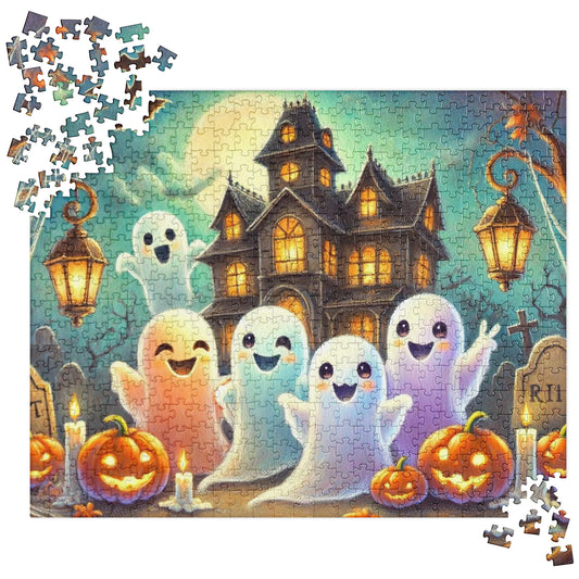 Friendly Ghosts Celebrating Halloween Jigsaw Puzzle