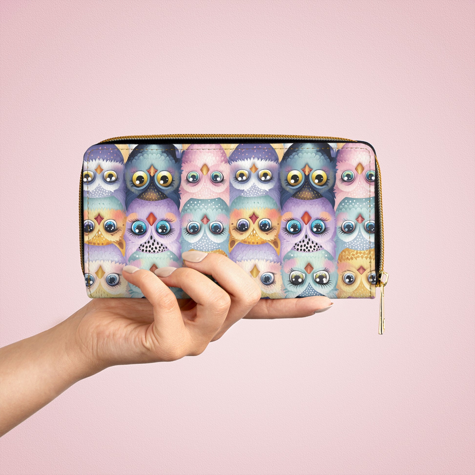 Pastel Parliament of Owl Birds Zipper Wallet