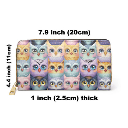 Pastel Parliament of Owl Birds Zipper Wallet