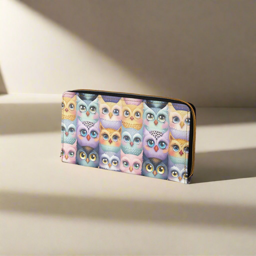 Pastel Parliament of Owl Birds Zipper Wallet