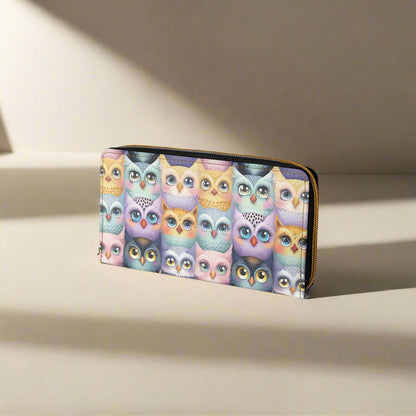 Pastel Parliament of Owl Birds Zipper Wallet