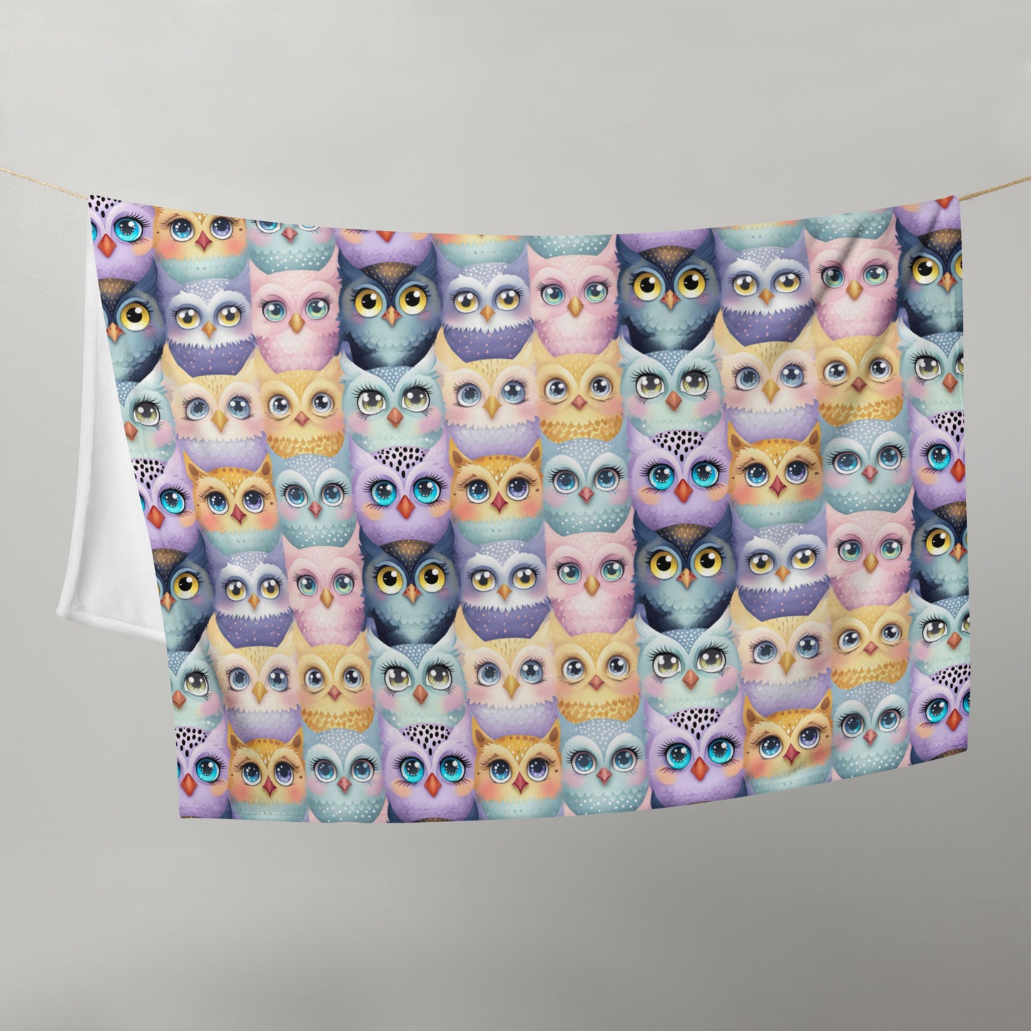 Pastel Parliament of Owls Cozy Velveteen Plush Blanket