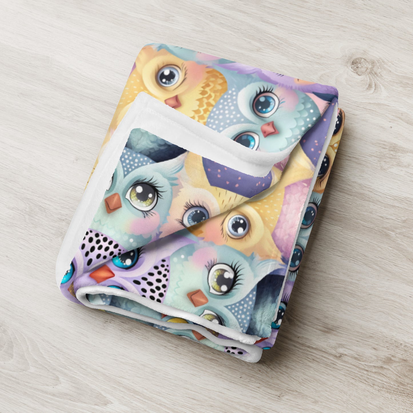 Pastel Parliament of Owls Cozy Velveteen Plush Blanket