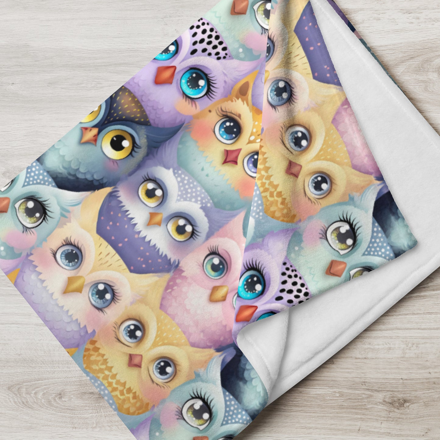 Pastel Parliament of Owls Cozy Velveteen Plush Blanket