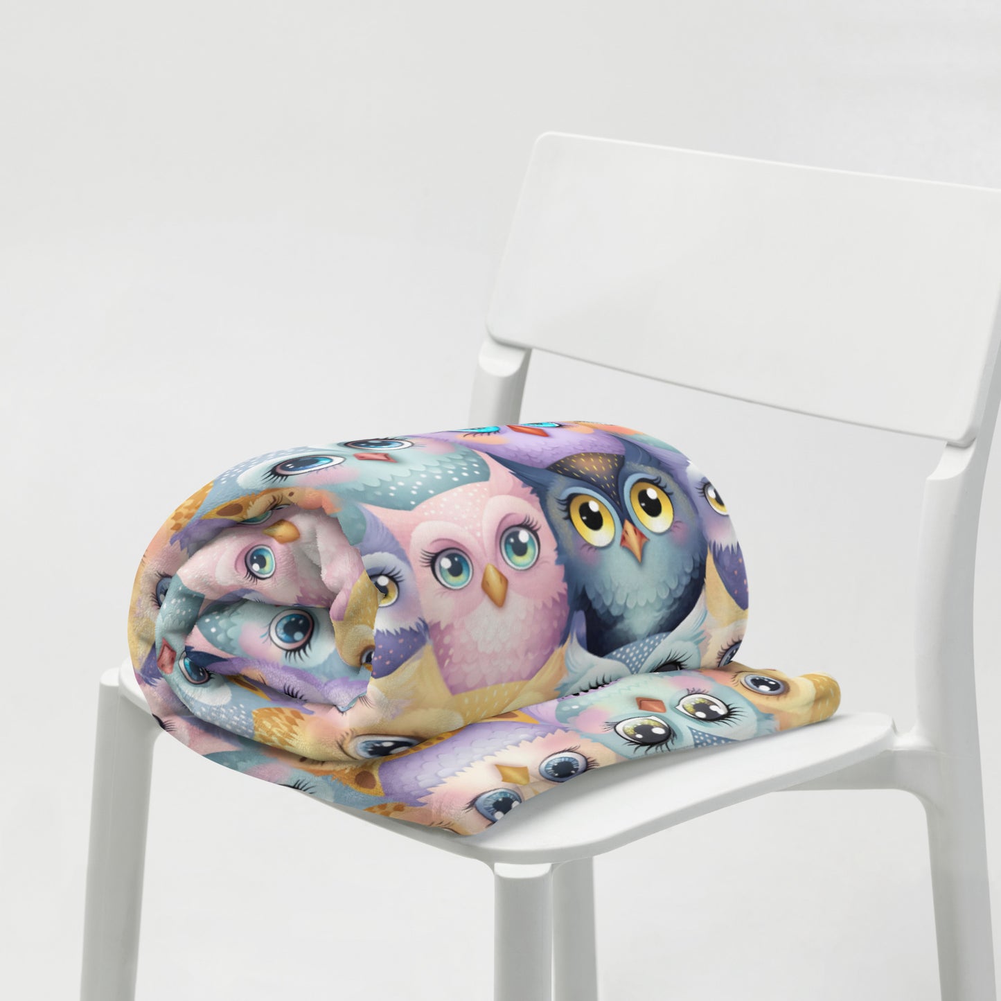 Pastel Parliament of Owls Cozy Velveteen Plush Blanket
